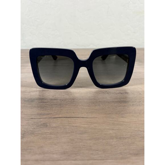 Gucci Women's Rectangular Blue Sunglasses GG0328S 007 53 25 145 EUC - Picture 3 of 9